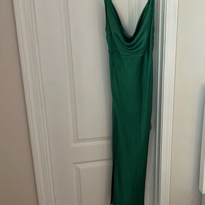 Princess Polly Emerald Green Silk Midi Dress
